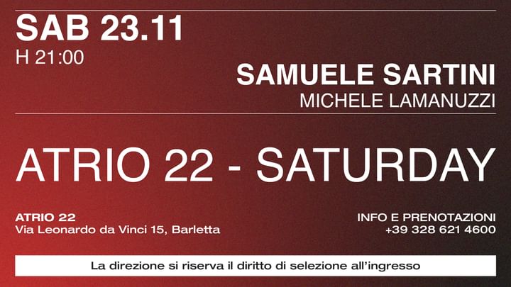 Cover for event: Sabato 23 Novembre 2024 