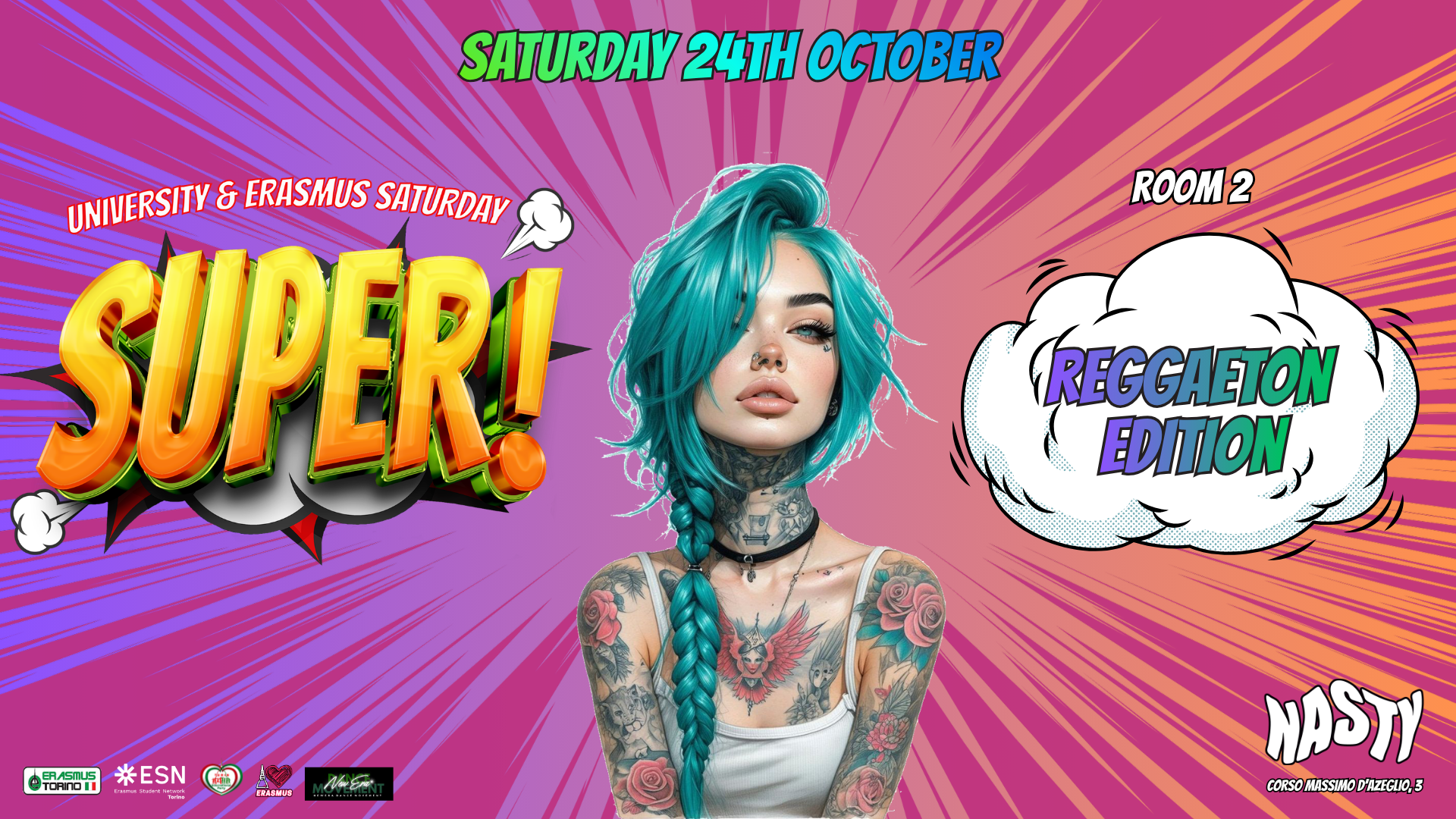 Sabato 24 October UNIVERSITY AND ERASMUS PARTY @ Nasty Club