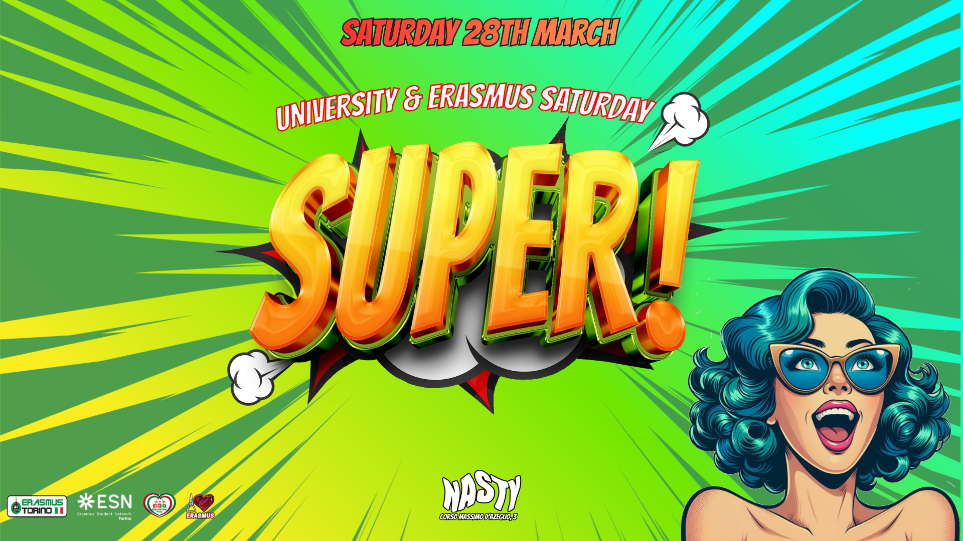 Sabato 28 MARCH *Super* University and Welcome Erasmus Party @ Nasty Club image