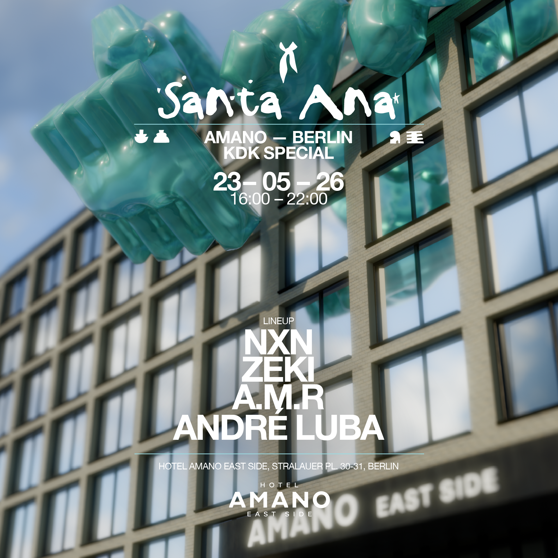 SANTA ANA KDK SPECIAL @AMANO EASTSIDE ROOFTOP - Techno Party in Berlin