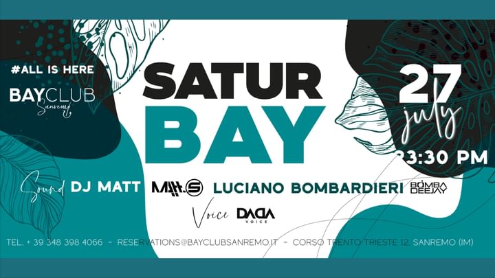 Cover for event: SATUR BAY 27.07 | Bay Club Sanremo