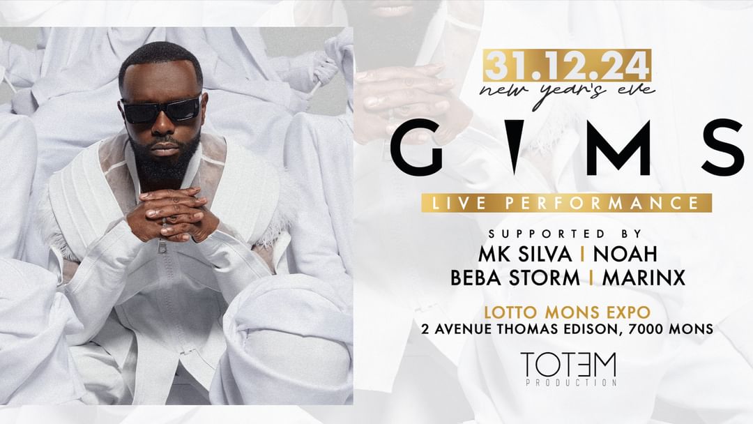 Cartell de l'esdeveniment GIMS ● SHOWCASE & PARTY ● NOUVEL AN 2025 ● LOTTO MONS EXPO >> BY YUNITY