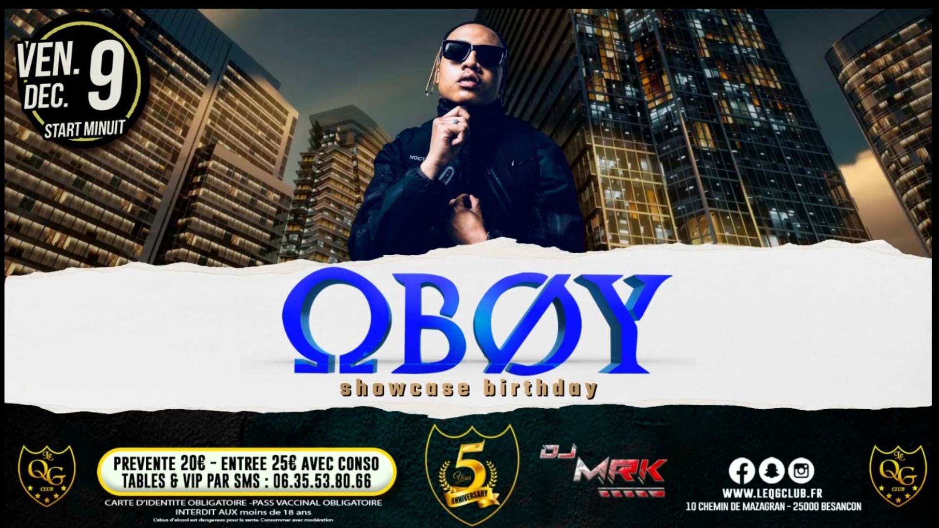 SHOWCASE QG CLUB - OBOY -  LE VENDREDI 9 DECEMBRE 2022 image