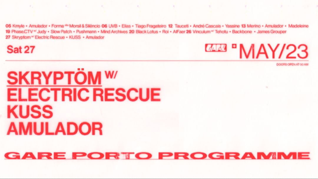 Cartell de l'esdeveniment Skryptöm * Electric Rescue + Kuss + Amulador 