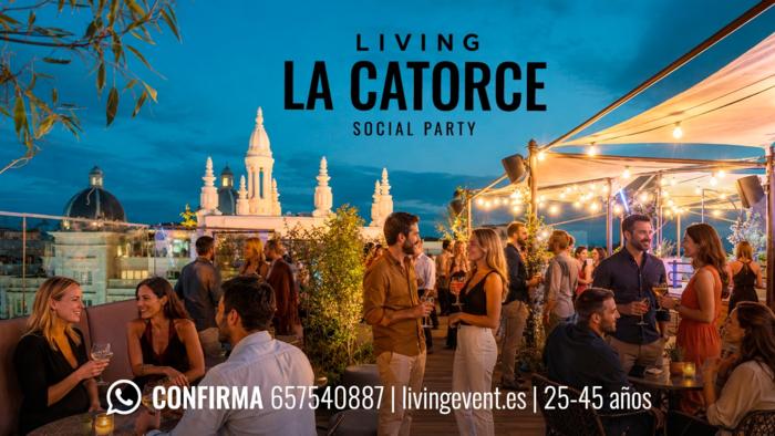 Cartel de Social Party LA CATORCE SKY BAR en La Catorce Sky Line Gran Vía