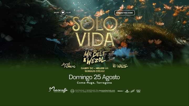 Cover for event: SOLO VIDA | DOMINGO 25 AGOSTO | TARDEO