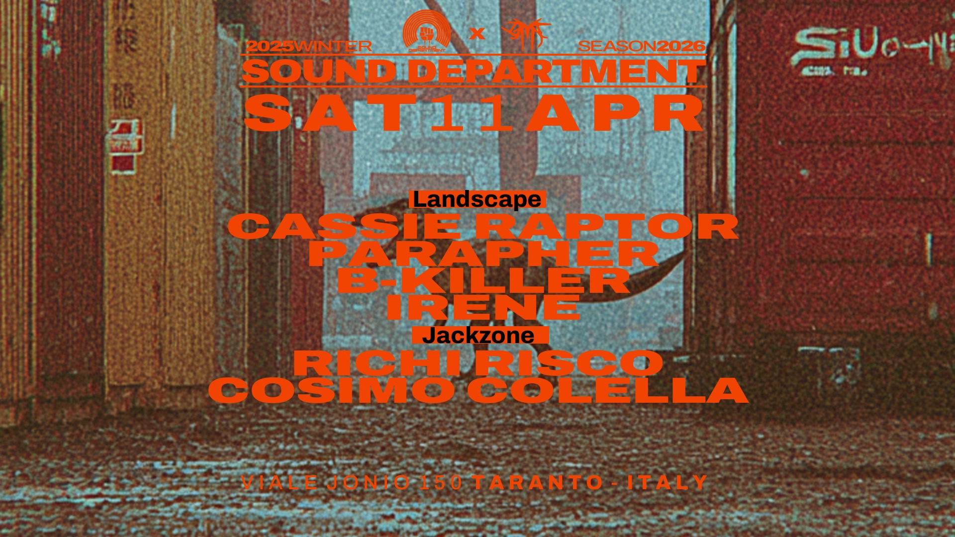 SOUND DEPARTMENT 11 APRIL W/CASSIE RAPTOR,PARAPHER, B-KILLER and RICHI RISCO image