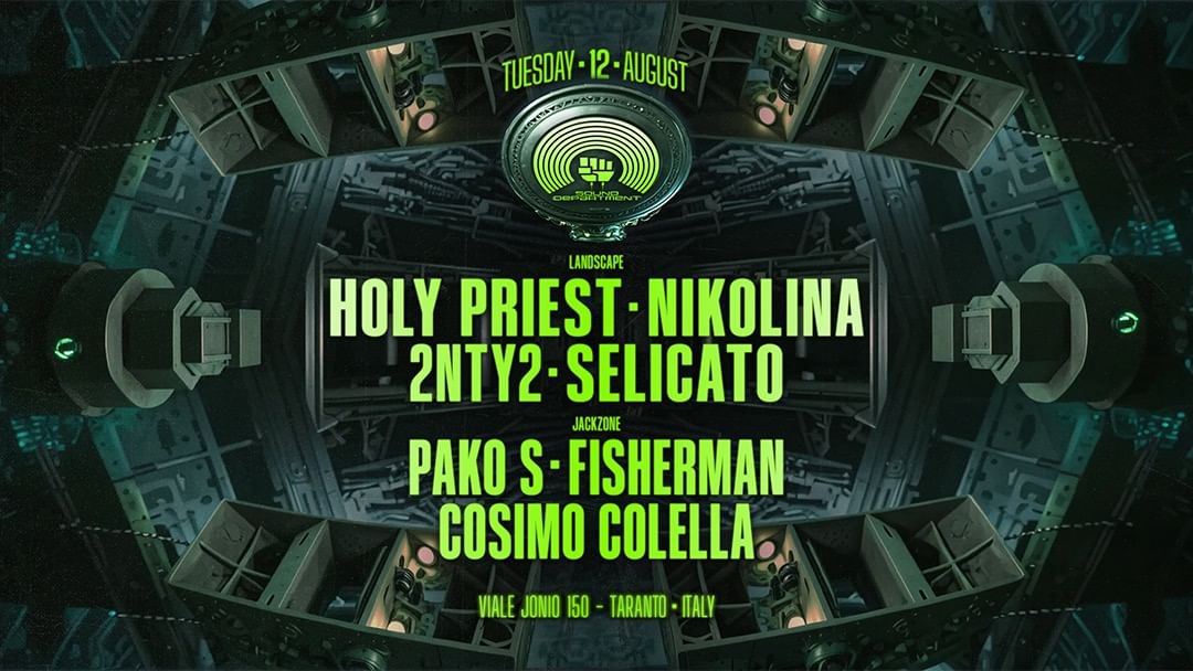 Capa do evento SOUND DEPARTMENT 12 AUGUST W/HOLY PRIEST, NIKOLINA and PAKO S