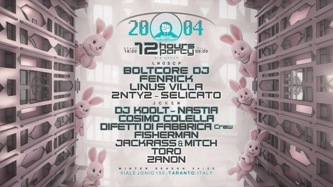 Sound Department 20 Apr w/ BOLTCORE , FENRICK, LINUS VILLA, DJ KOOLT,NASTIA event cover