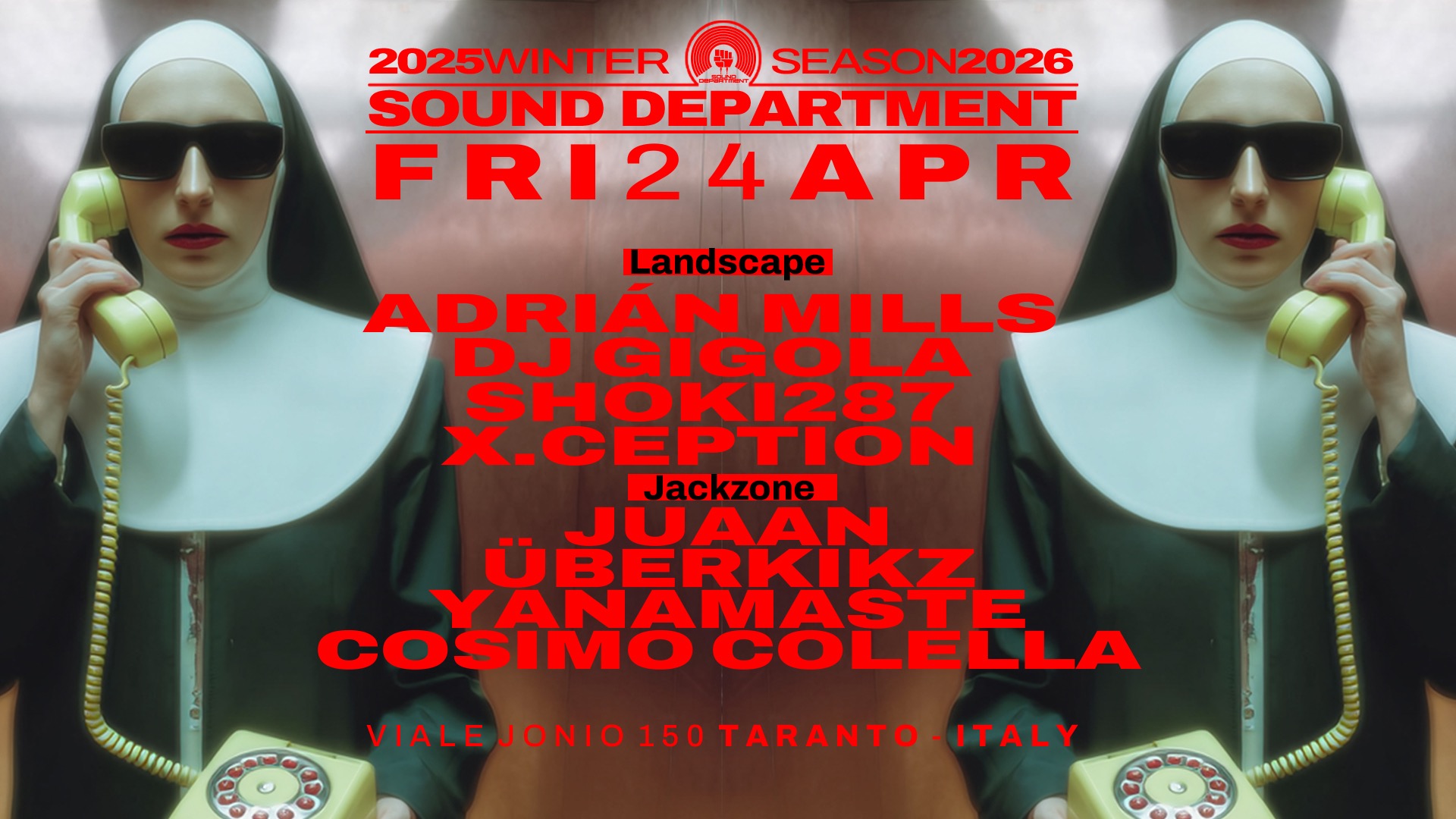 Sound Department 24 April W/ADRIAN MILLS, DJ GIGOLA, SHOKI287, JUAAN, ÜBERKIKZ and YANAMASTE image