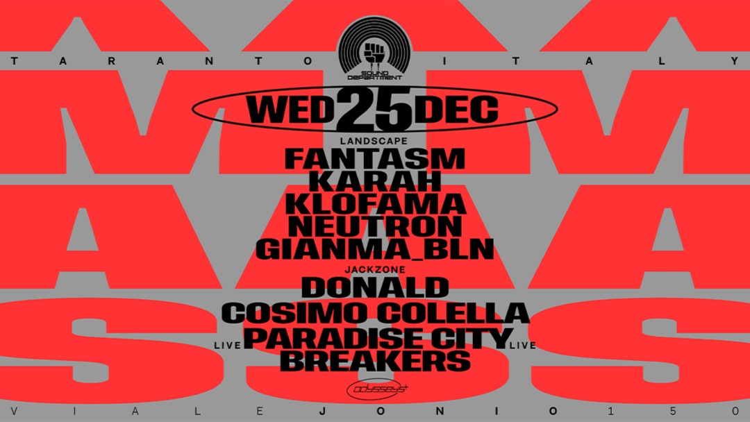 Sound Department 25 DECEMBER w/FANTASM KARAH KLOFAMA NEUTRON and DONALD