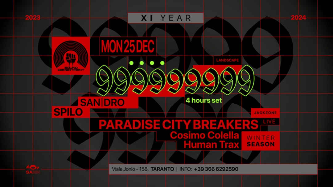Sound Department Christmas Party 25 December w/ 999999999 and PARADISE CITY BREAKERS  image