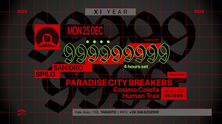 Cover for event: Sound Department Christmas Party 25 December w/ 999999999 and PARADISE CITY BREAKERS 