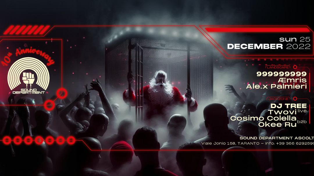 Cartel del evento Sound Department w/ 999999999 and DJ TREE