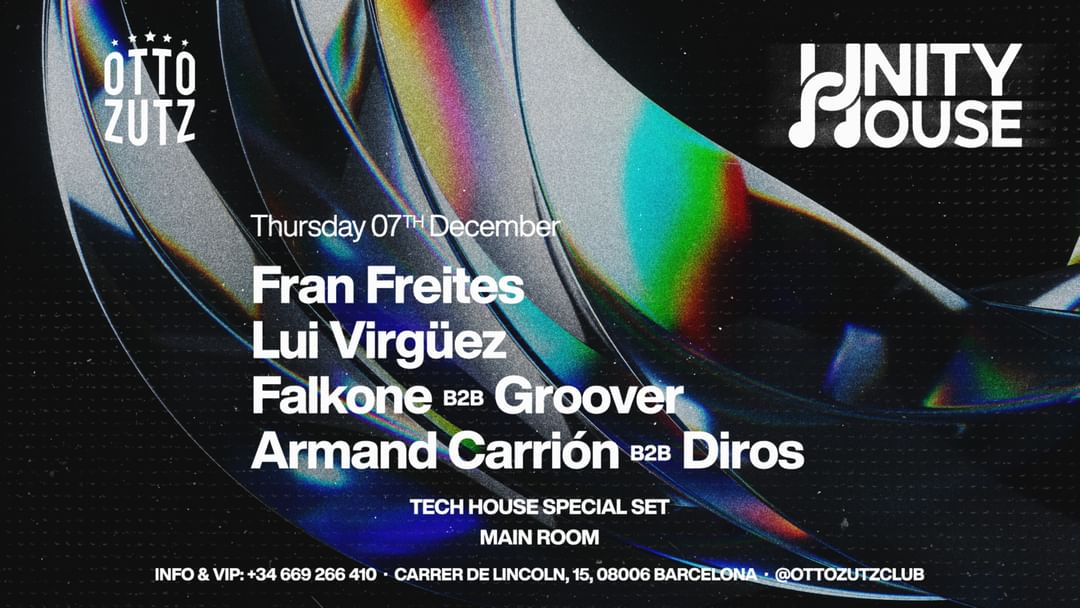 Capa do evento Otto Zutz pres. Unity House / Tech House - THURSDAY I LAST FREE