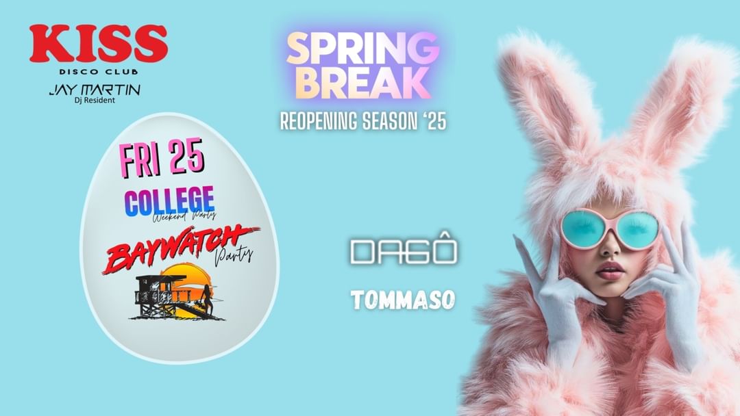 Cartel del evento SPRING BREAK - COLLEGE BAYWATCH | DAGÔ & TOMMASO