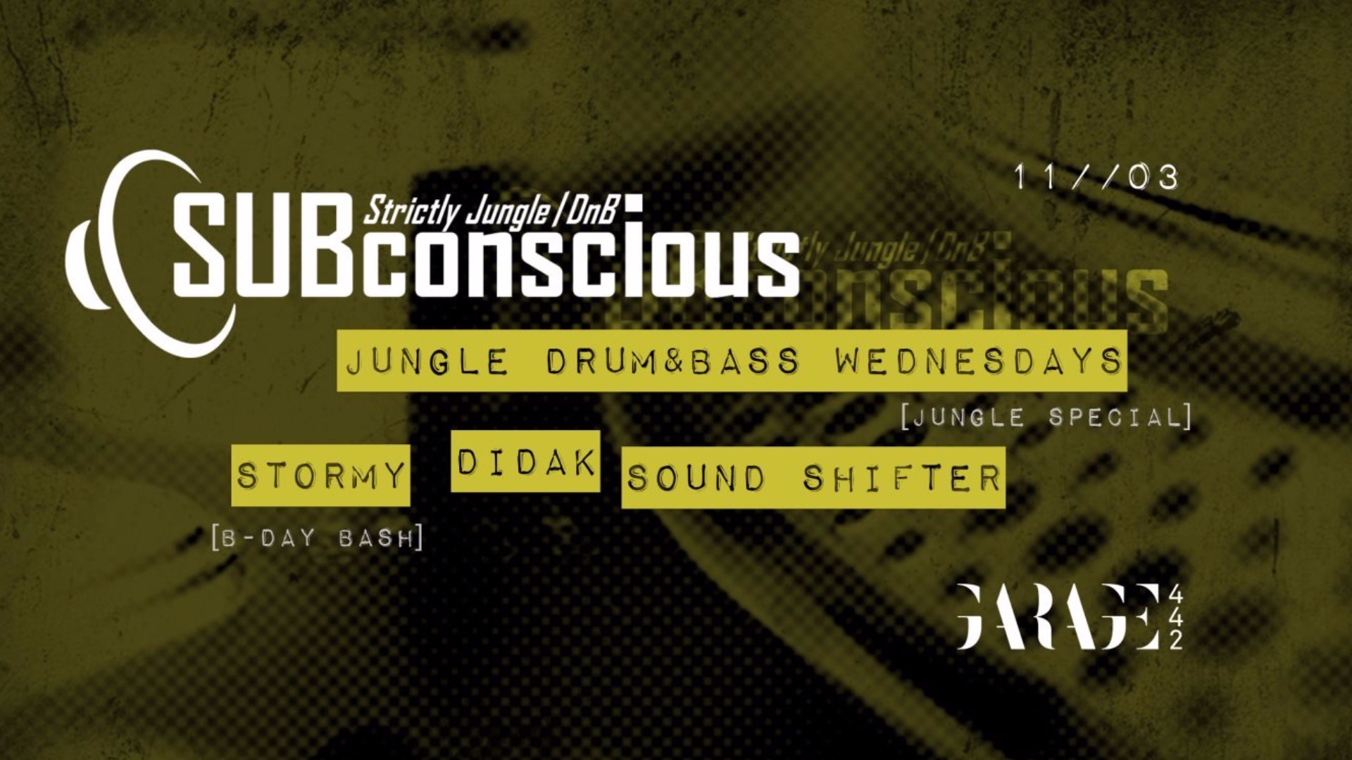 Subconscious //  Jungle Drum'n Bass Wednesdays image