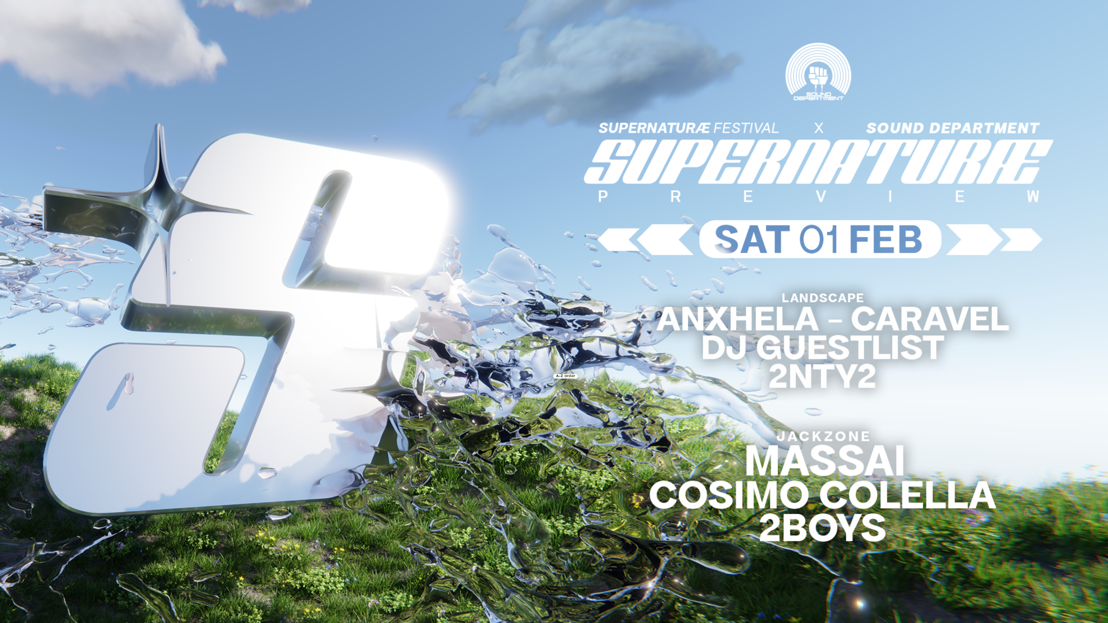 SUPERNATURAE PREVIEW - FEB 01 Sound Department w/ ANXHELA, CARAVEL, DJ GUESTLIST and MASSAI image