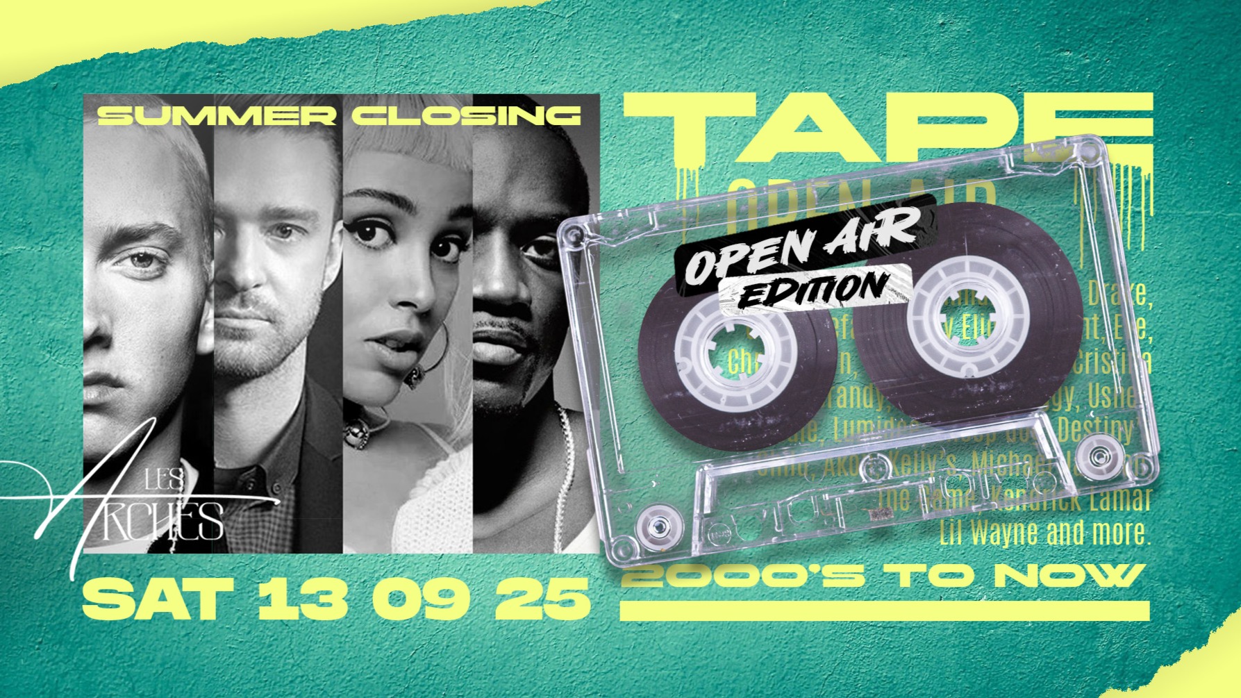 TAPE OPEN AIR ⊚ SUMMER CLOSING ⊚ LES ARCHES ⊚ SATURDAY 13.09 image