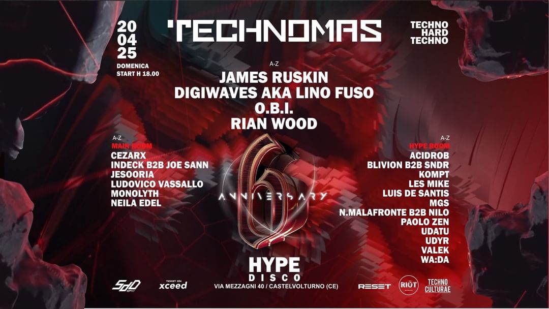 Capa do evento TECHNOMAS VI ANNIVERSARY 12h