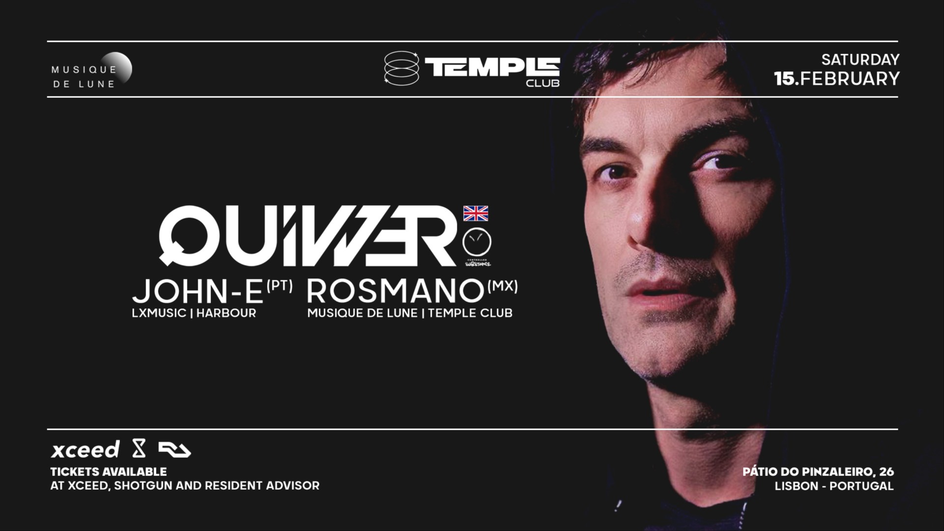 Temple & Musique de Lune presents Quivver, John-E and Rosmano