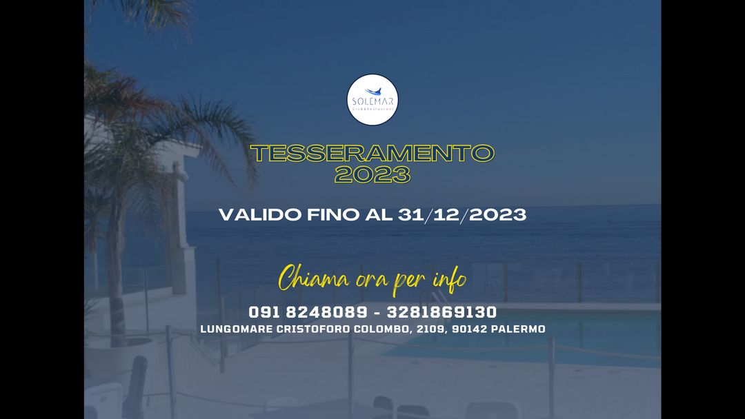Copertina evento Tesseramento Eventi E Feste @Solemar Club 2023