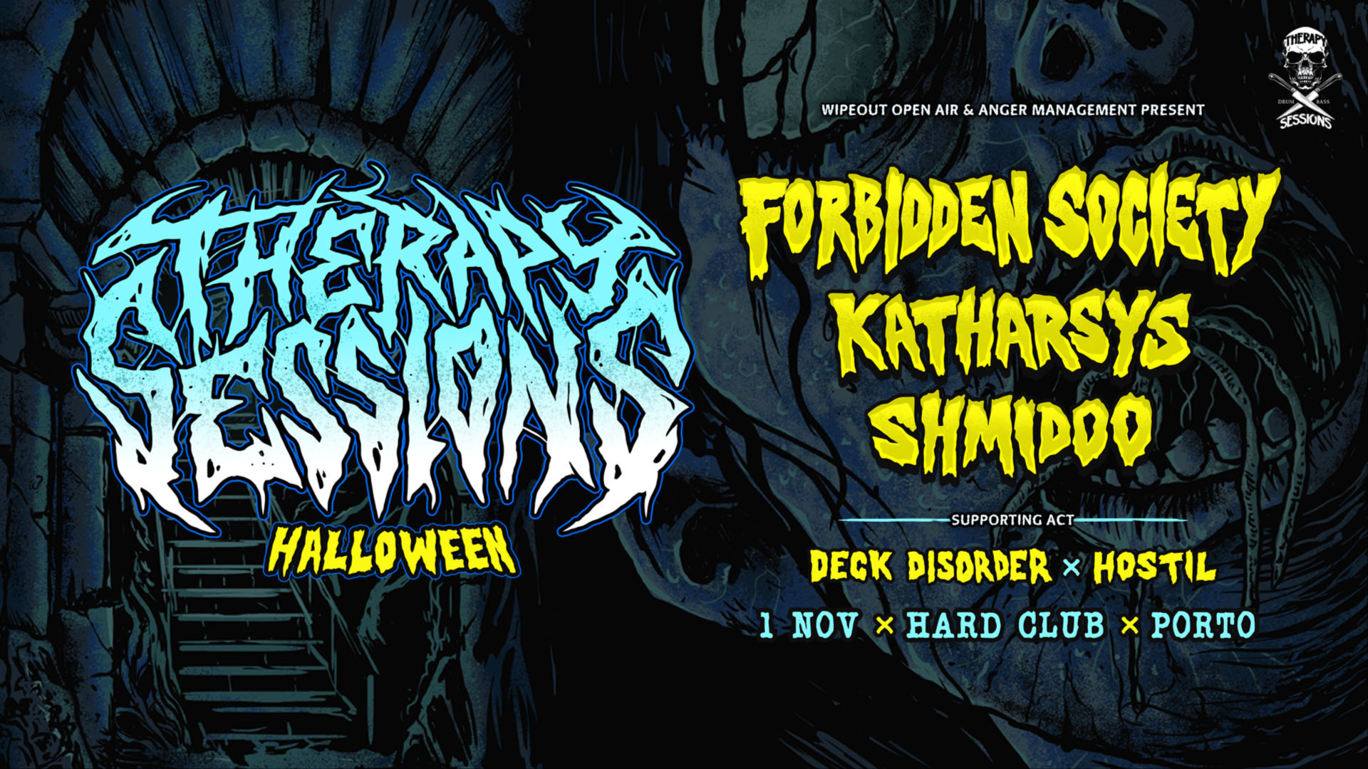 Therapy Sessions Halloween Porto c/ Forbidden Society + Katharsys + Shmidoo :: Hard Club, Porto