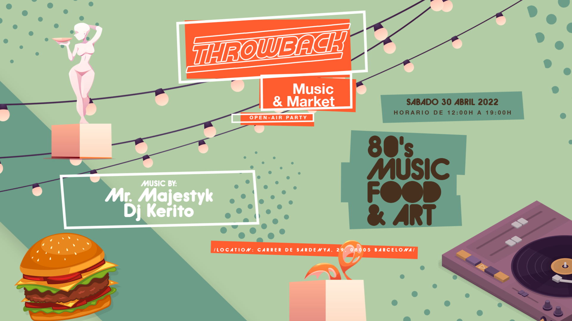 Throwback 80's Music & Vintage Market, Food & Art (OPEN AIR party) image