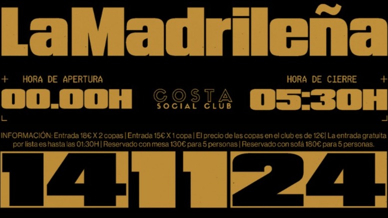 Thursday 14th "La Madrileña" @ Costa Social Club image