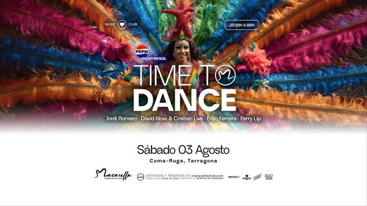Cover for event: TIME TO DANCE | SÁBADO 3 AGOSTO