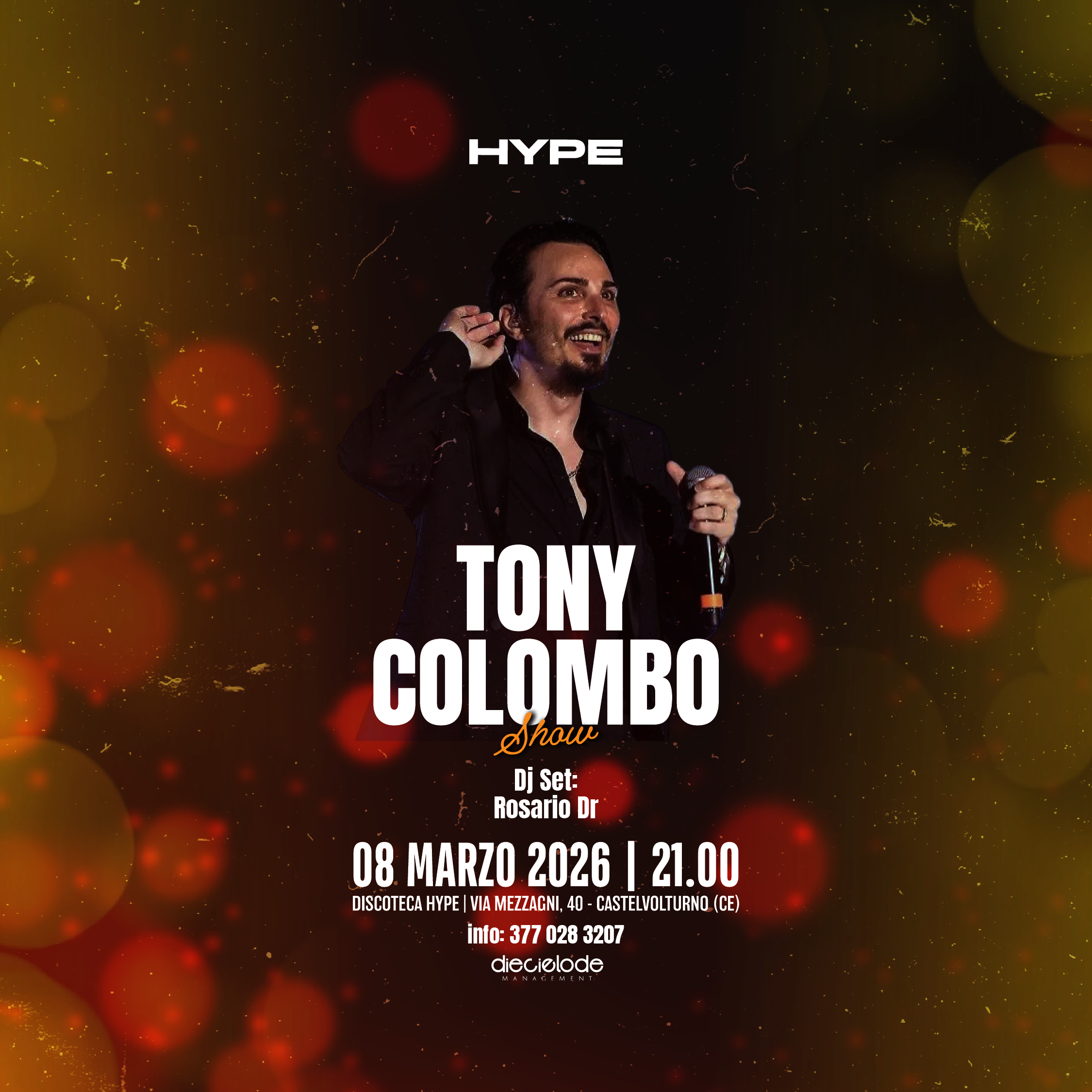 Tony Colombo 8 marzo 2026 Discoteca Hype image