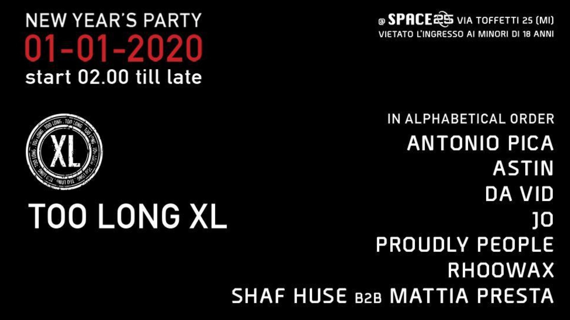 TOO LONG XL NEW YEAR'S PARTY 2020 image