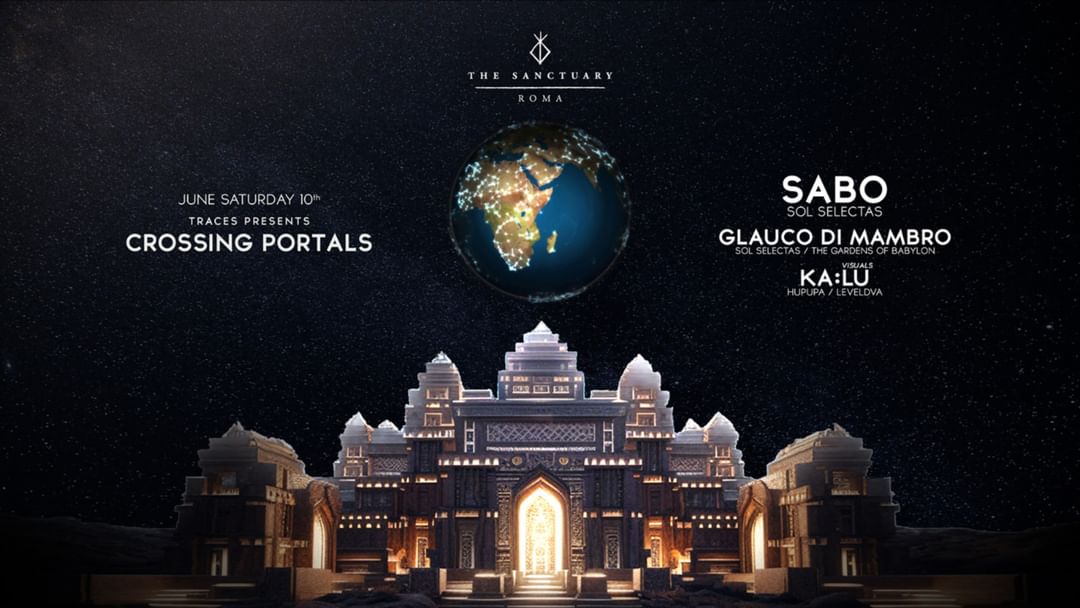 Cartell de l'esdeveniment TRACES presents Crossing Portals w/ SABO, Glauco Di Mambro, Ka:Lu