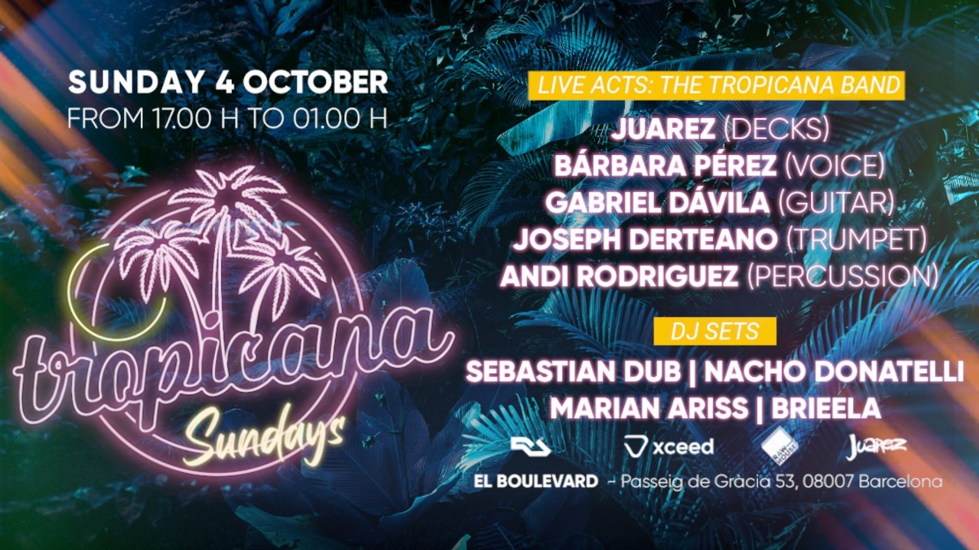 Tropicana Sundays - Domingos Sabrosónicos! (Live Acts & Dj Sets)