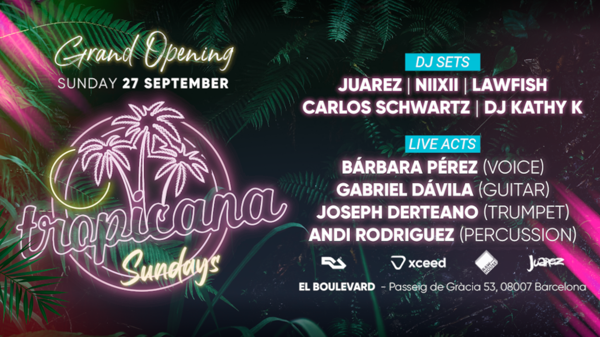 Tropicana Sundays @ El Boulevard | Grand Opening (Live Acts & Dj Sets)