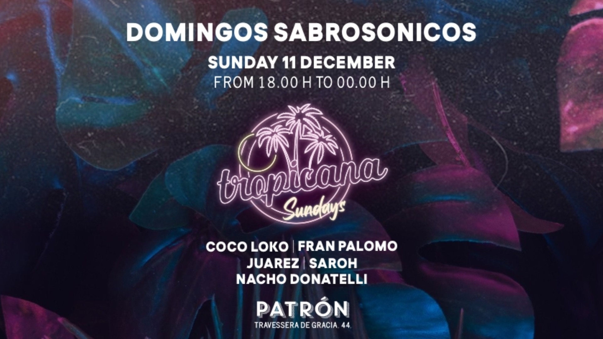 TROPICANA SUNDAYS @ PATRON image