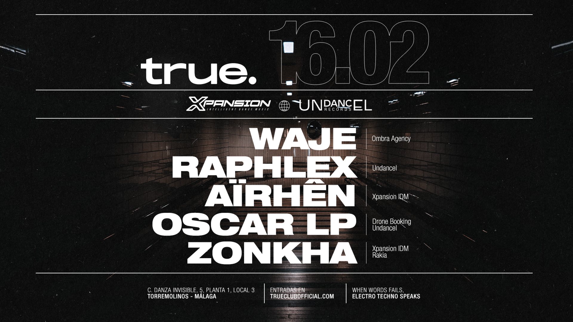 TRUE CLUB PRESENTA XPANSIONIDM X UNDANCELRECORDS CON WAJE, RAPHLEX, AÏRHÊN, OSCAR LP Y ZONKHA image