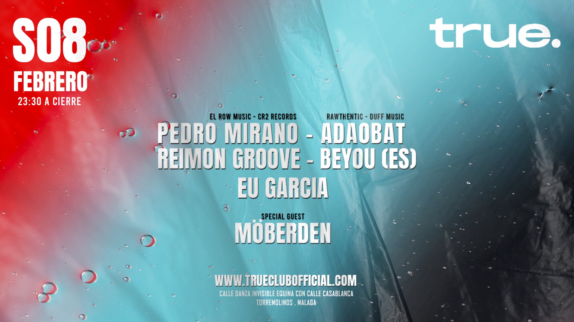 TRUE CLUB PRESENTA PEDRO MIRANO, ADAOBAT, REIMON GROOVE, BEYOU (ES), EU GARCIA Y MÖBERDEN image