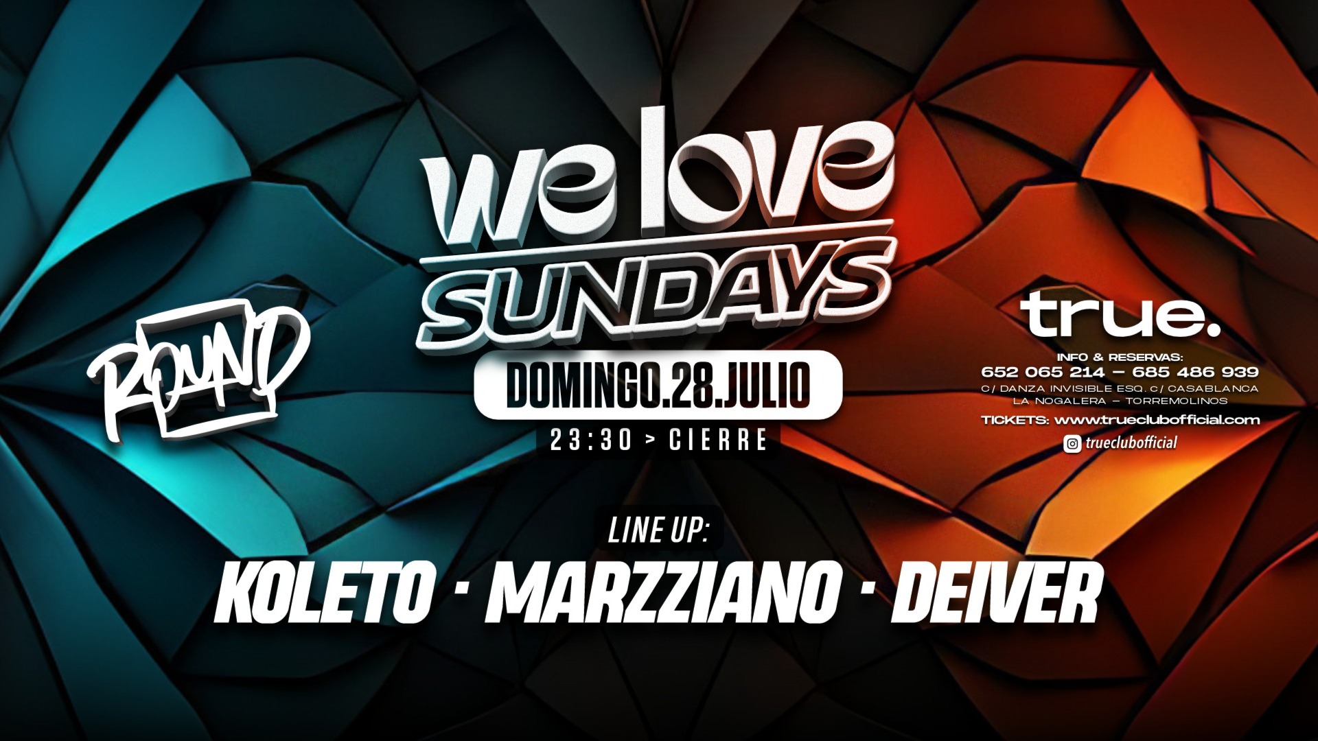 TRUE CLUB PRESENTA WE LOVE SUNDAYS CON KOLETO, MARZZIANO Y DEIVER image