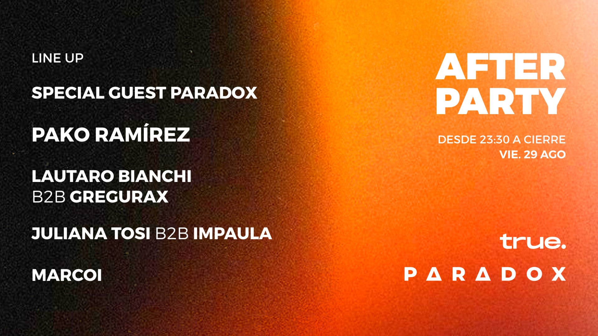 TRUE PRESENTA PARADOX AFTERPARTY image