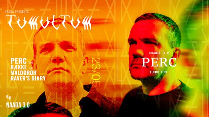 Cartell de l'esdeveniment TUMULTUM w/ PERC, RÆKKE, Raver’s Diary & Maldoror