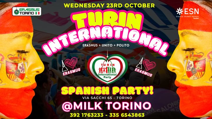 Cover for event: TURIN INTERNATIONAL - SPANISH PARTY!