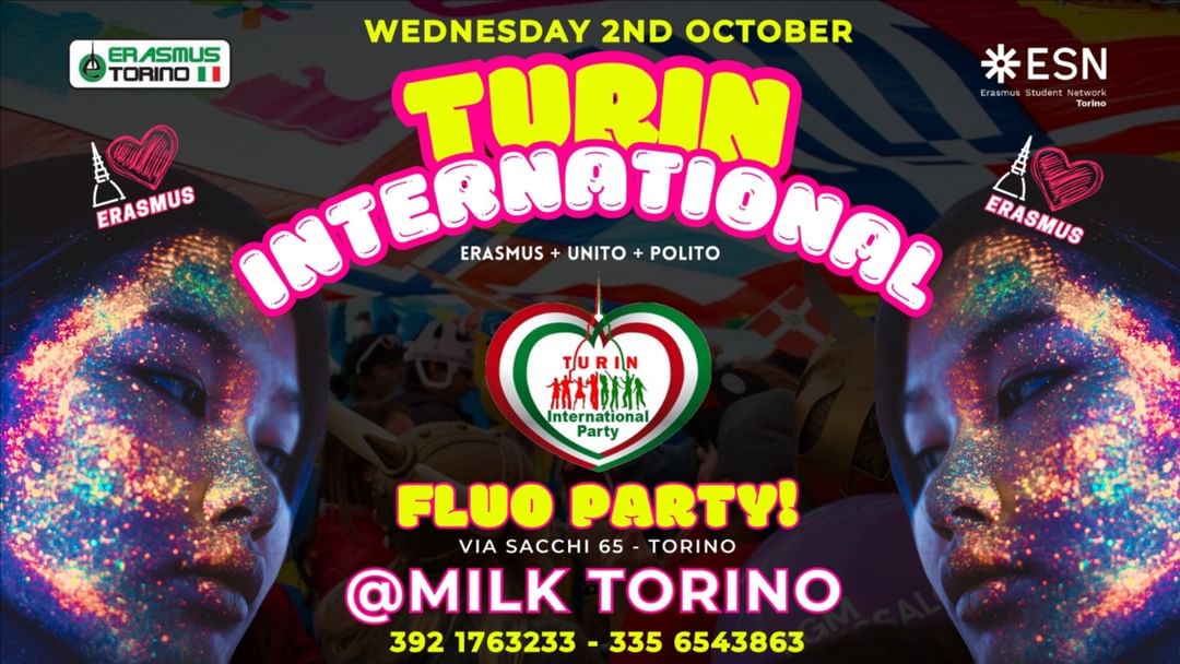 Cartell de l'esdeveniment TURIN INTERNATIONAL - FLUO PARTY!