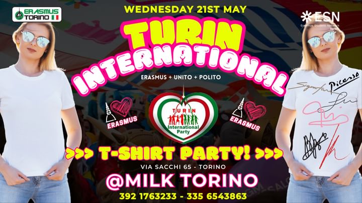 Cover for event: TURIN INTERNATIONAL - T-SHIRT PARTY!
