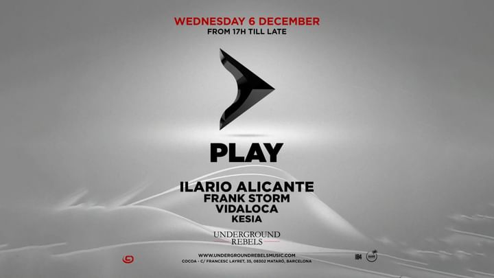 Cover for event: UR pres PLAY FEST at COCOA MATARÓ W/ Ilario Alicante + Frank Storm + Vidaloca