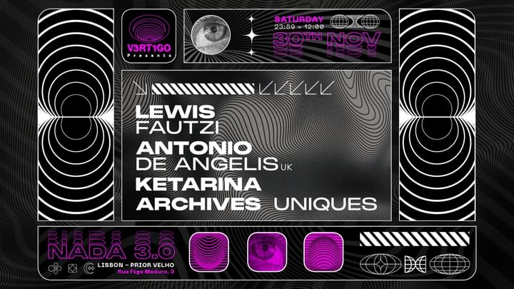 Cover for event: V3RT1GO : Lewis Fautzi, Antonio Di Angelis & Ketarina @ NADA 3.0