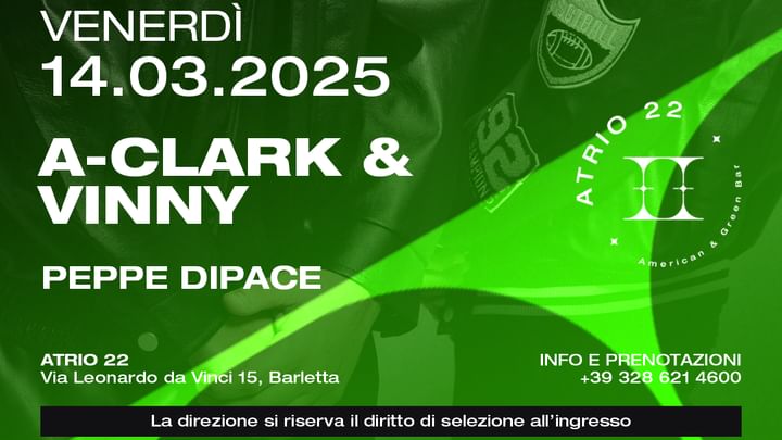 Cover for event: Venerdì 14 Marzo 2025 guest dj VINNY & A-CLARK