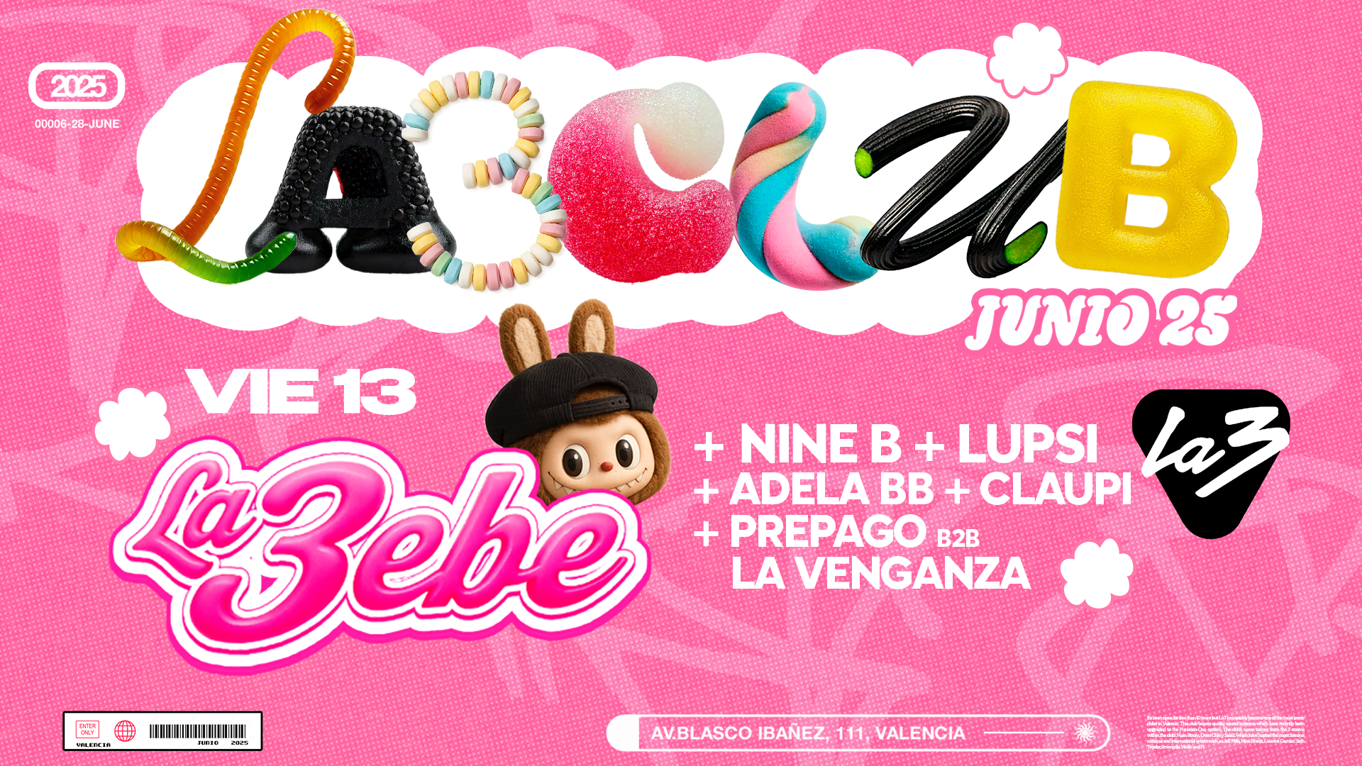 VIERNES 13 | LA BEBE: NINE B + LUPSI + ADELA BB + CLAUPI + PREPAGO B2B LA VENGANZA image