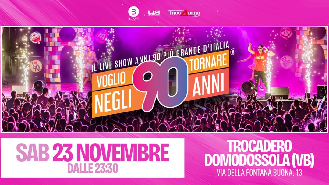 Cartell de l'esdeveniment Voglio Tornare negli Anni 90 | 23.11 @Trocadero