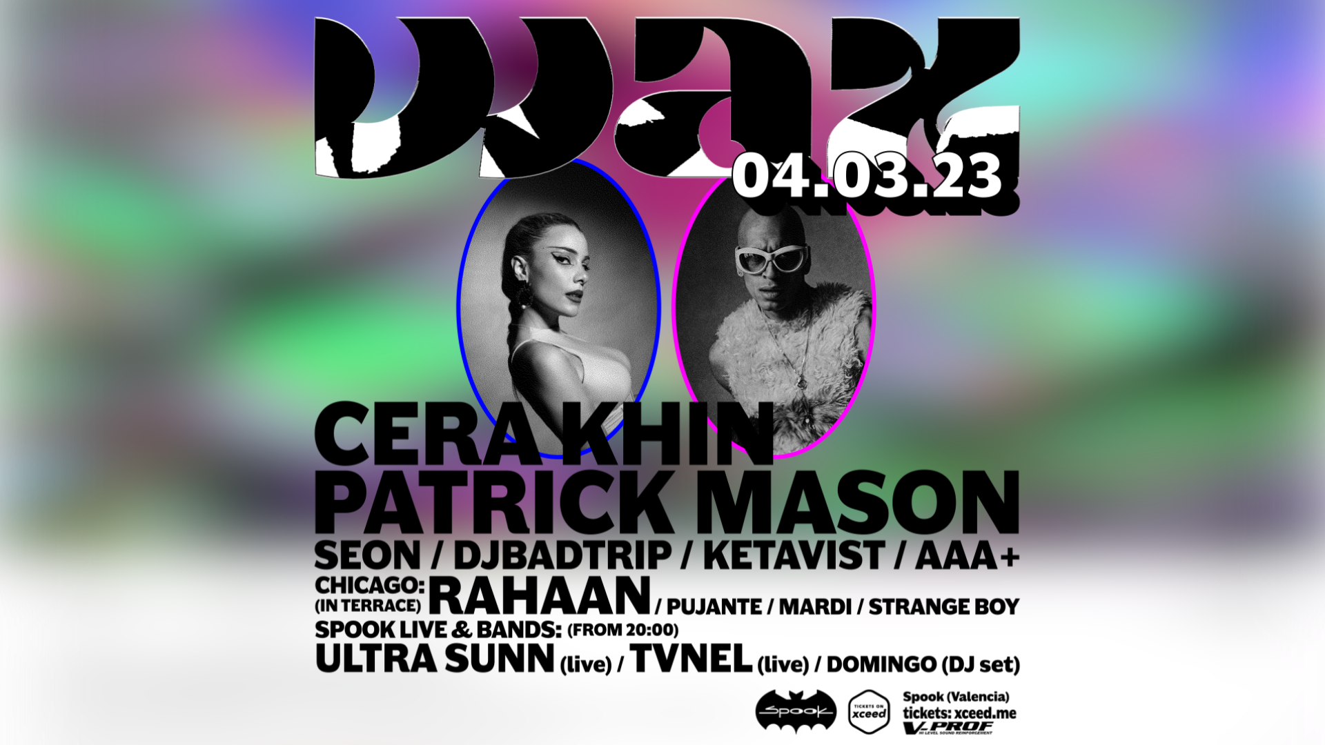 WAX: Cera Khin + Patrick Mason  / Chicago: Rahaan / Live Music: Ultra Sunn + Tvnel image